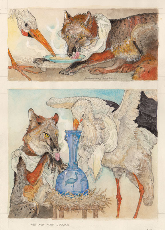 The Fox And The Stork ∙ Aesops Fables ∙ R Michelson Galleries